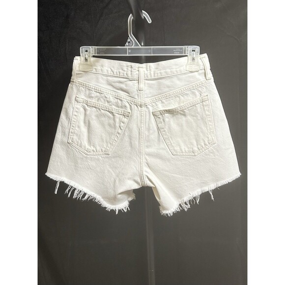 Agolde Womens 23 White Distressed Cotton Low Rise Button Fly Shorts - Picture 8 of 10